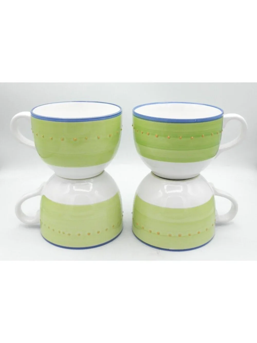 VTG Pier 1 Germany Hand-Painted Jumbo Mug 24 Ounce Capacity Set of 4 Raised Dots